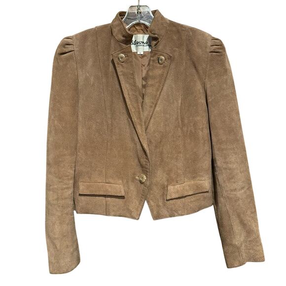 Wilsons Leather Jackets & Blazers - Vintage Wilsons Leather Suede Puff Shoulder Cropped Jacket Size 12 Retro Boho